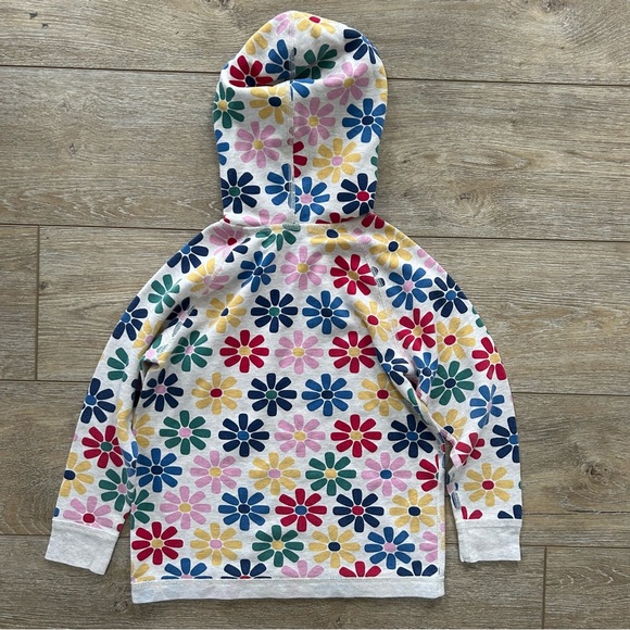 Hanna Andersson Girls Vibrant Floral Hooded Sweatshirt Size 5 Reversible Beige - Picture 7 of 8